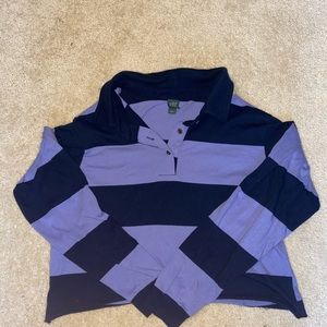 Striped Collared Cropped Long Sleeve